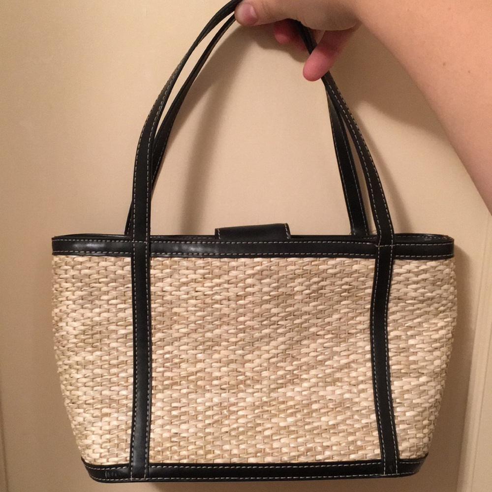 MX black straw purse
